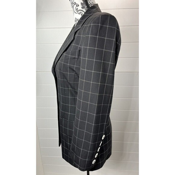 ESCADA MARGARETHA LEY 100% New Wool BLAZER WINDOWPANE Black/White Small Clueless - Picture 5 of 15